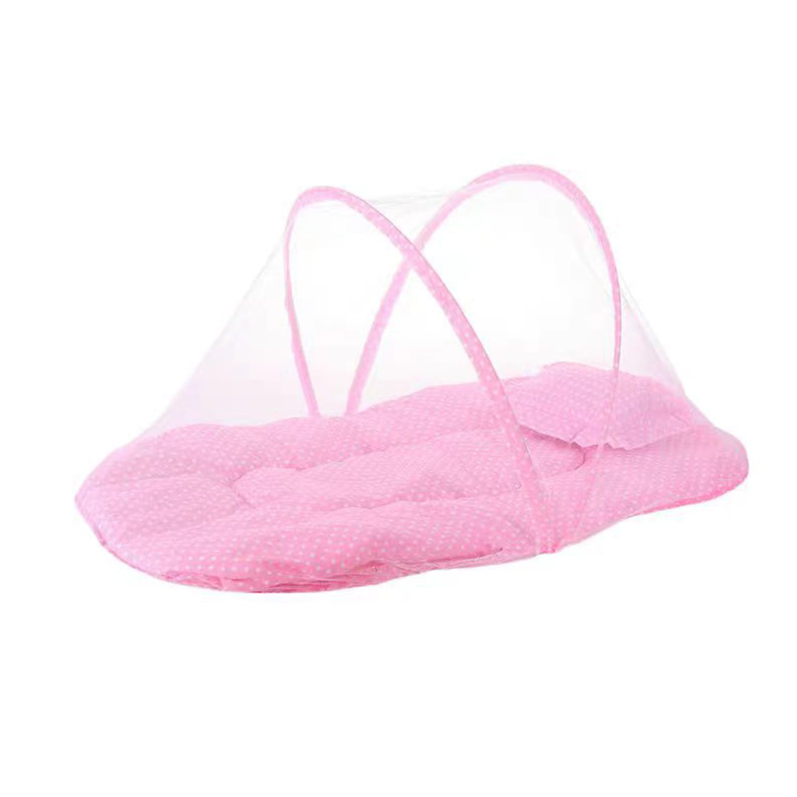 Baby Foldable Mosquito Net Breathable Bed Tent with Cushion and Pillow (Pink, 92cmx48cmx42cm)