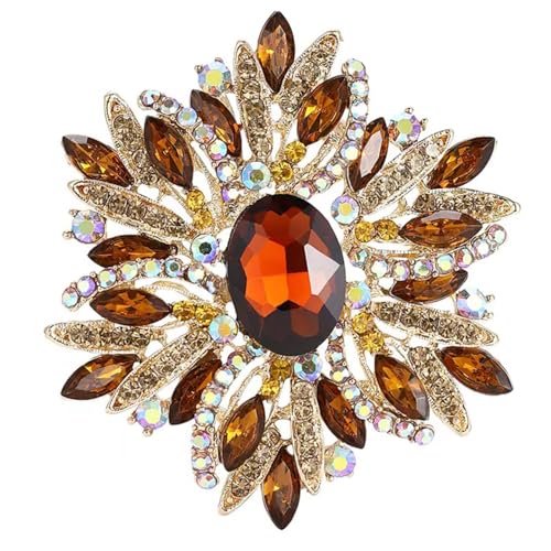Image of SELOVO 3.5 inch Huge Big Large Brooch Pendant Scarf Hats Decoration Blue Flower Pin Gold Tone