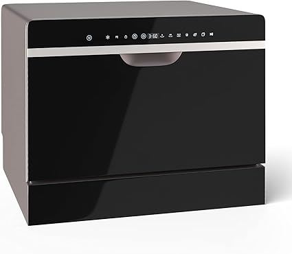 GOFLAME Countertop Dishwasher Portable, Countertop or Built-in Dishwasher with 6 Place Settings and 5 Cleaning Presets, LED Touch Screen, Compact Dishwashing Machine for Homes, Dorms, RVs