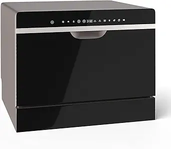 GOFLAME Countertop Dishwasher Portable, Countertop or Built-in Dishwasher with 6 Place Settings and 5 Cleaning Presets, LED Touch Screen, Compact Dishwashing Machine for Homes, Dorms, RVs