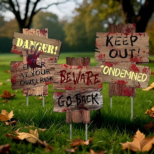 ROEOWENE 3PCS Warnschilder Halloween Deko Outdoor Grabstein Halloween...