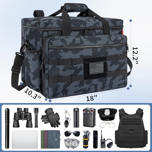 Image of Patrol Bag Law Enforcement, Police Gear Bag Car Front Seat Organizer for Police with Laptop Layer and Cup Holders, MOLLE System, Fits Vehicle Passenger Seat, Black Camo