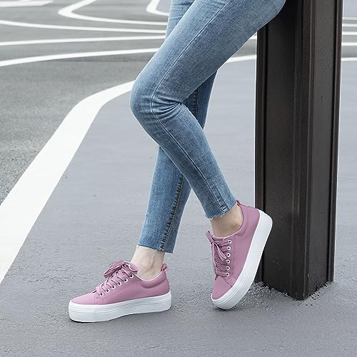 Image of JABASIC Women Lace Up Platform Sneakers Comfortable Casual Fashion Sneaker Walking Shoes