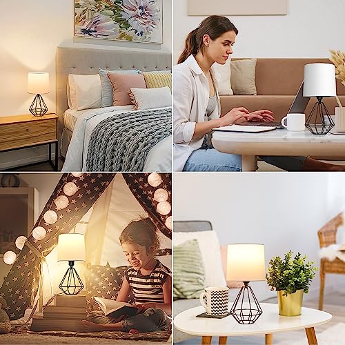 Ggoying USPYF-LED-CTL03-2 Set Of 2 Bedside Table Lamp, Black Metal Modern Lamp With White Fabric Shade thumb #6