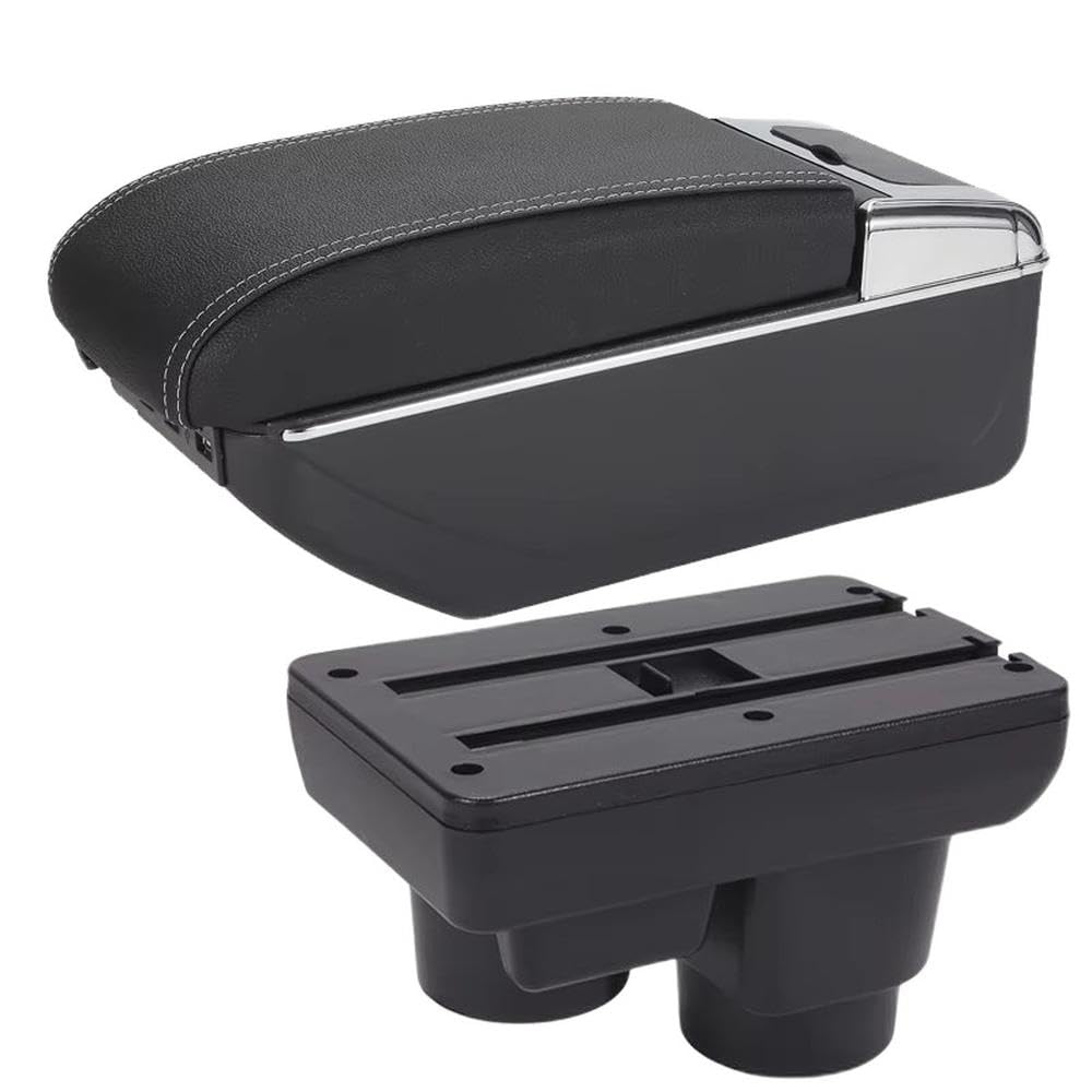 Sxqpocar B3 Black White 7Usb For Ford Fiesta 2011 Car Armrest Box Center Console Armrest Storage Box Replacement Parts