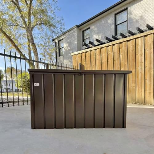 Image of PURPLE LEAF Outdoor Deck Box 150 Gallon, Waterproof Lockable Storage, Brown