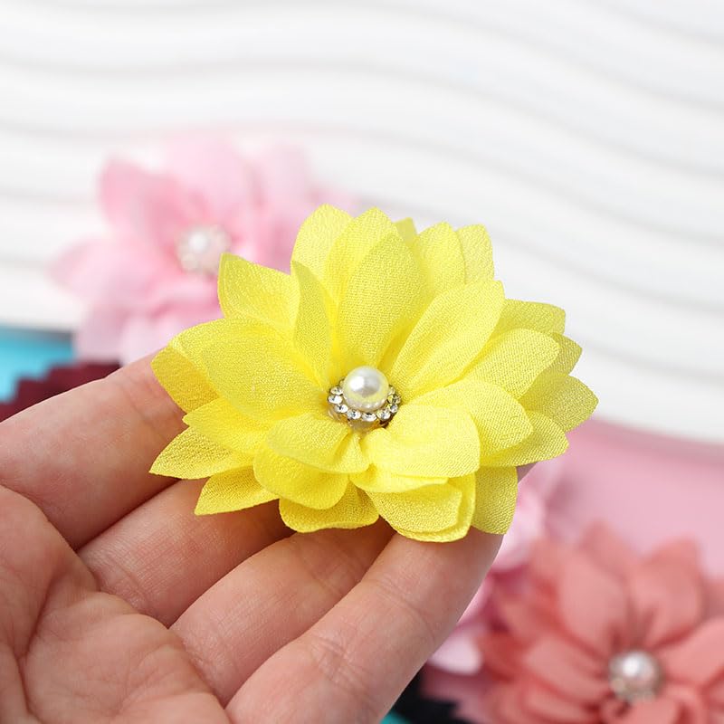 Image of Ximimark 22pcs 2.2inch (5.5cm) Fashion Flower (No Hair Clips) Pearl Center Cute Hair Accessories, For DIY Hair Set Making Dress Brooch Sandal Flowers Supplies For Headband Center
