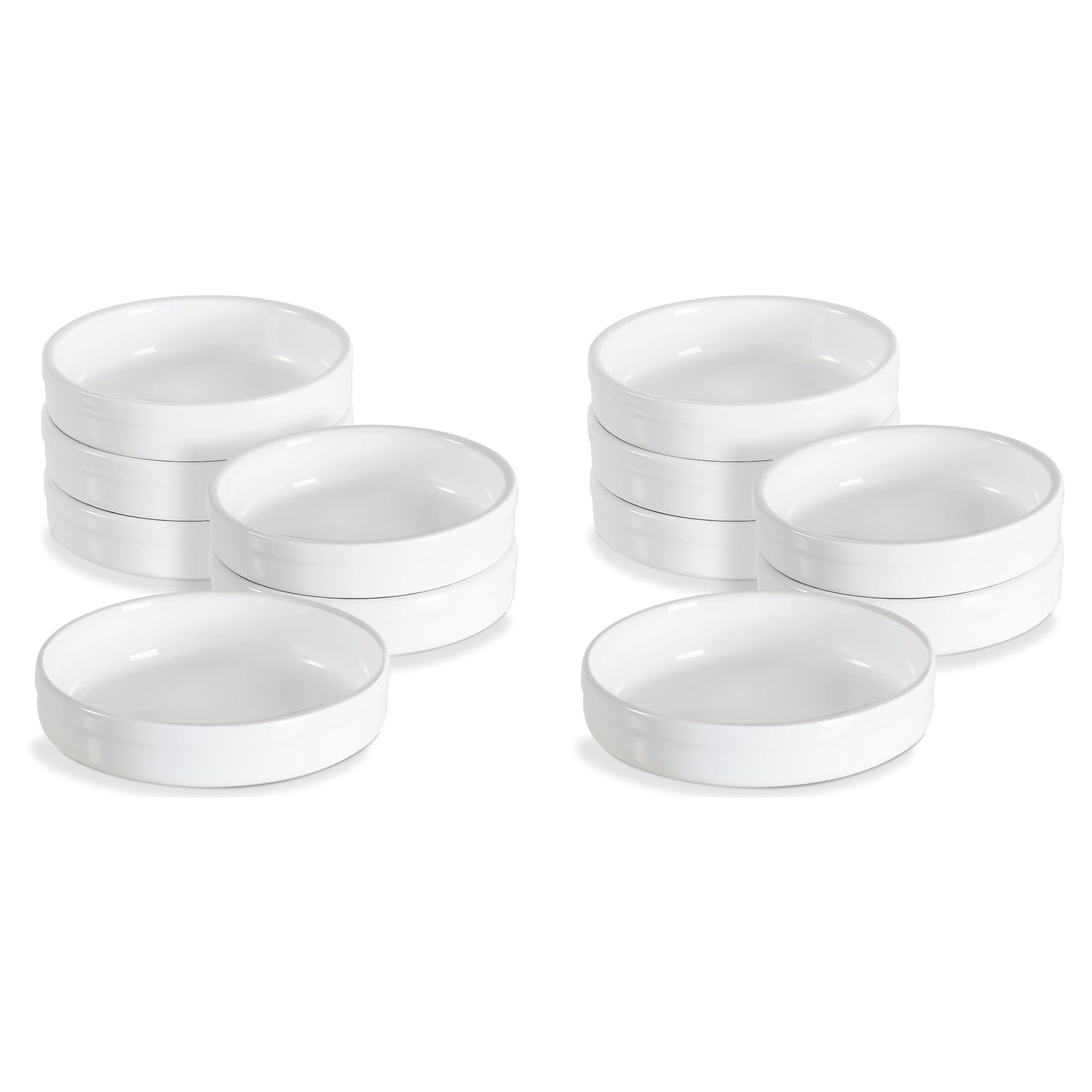 Hndhbfgrt Ramekins 4 Oz, Creme Brulee Ramekins Oven Safe Ceramic Shallow Souffle Dishes for Baking Custard, Quiche Pans 12pack