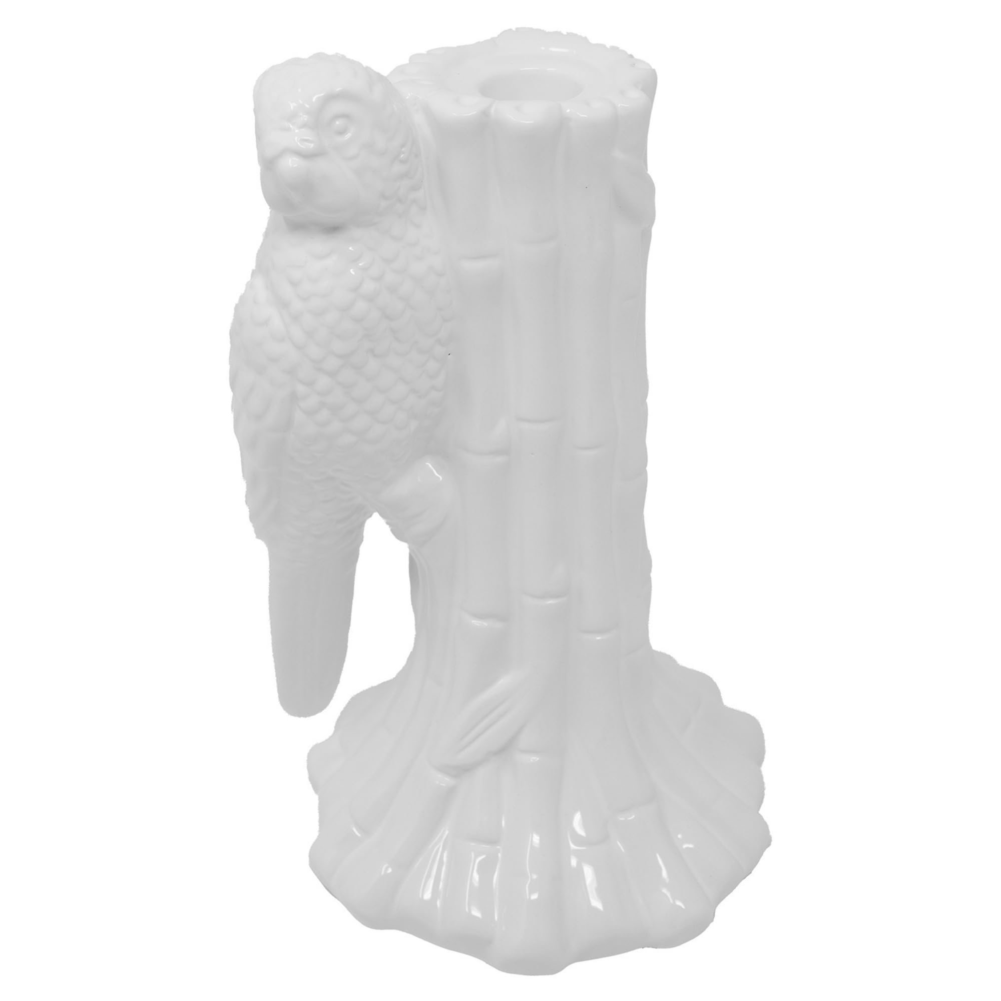 Lilly Pulitzer Taper Candle Holder, Cute Candlestick Holder Decor for Mantle or Centerpiece, Resort White (Parrot)
