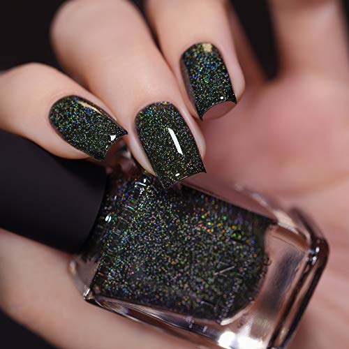 Image of ILNP Holly - Deep Spruce Green Holographic Jelly Nail Polish