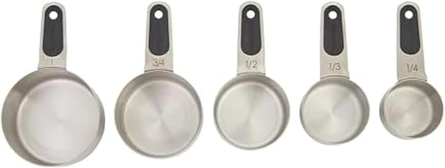 Farberware Professional Set of 5 Stainless Steel Measuring Cups, Precision and Ease in Every Scoop, Features Magnetic Handles for Easy Storage, Dishwasher Safe