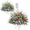 Set of 2 18 Inch Lighted Outdoor Christmas Tree with Remote, Timer, Multi-Color Lights, Battery Operated Pre-lit Frosted Pathway Urn Filler, Christmas Porch Decorations for Home, Porch & Yard