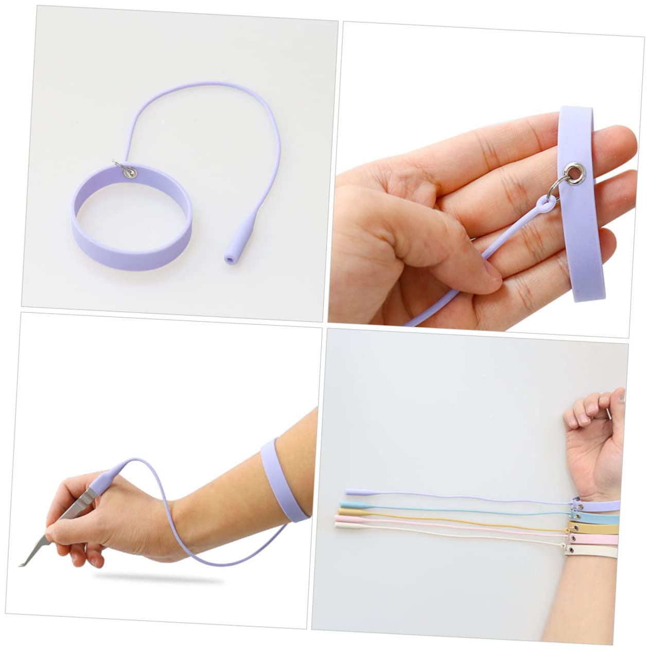 PACKOVE 5pezzi Pinzetta Protettiva Silicone Per Extension Ciglia Bracciale Da Polso Per Applicatore Di Trucco Strumento Professionale Per Estensioni Di Ciglia Compatto e Portatile