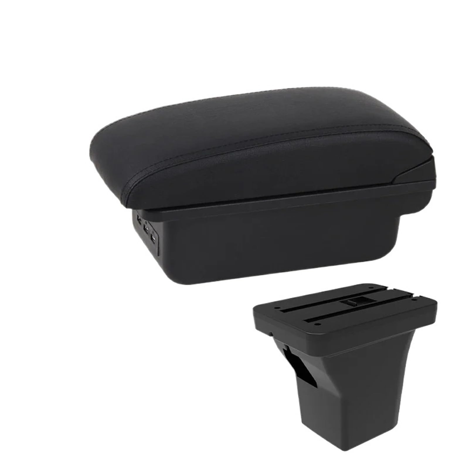 Umdjju B1 Black Line 3 Usb For Chevrolet For Aveo 2024 2025 Car Interior Modification Accessories Central Storage Box With Usb And Type-C Car Centre Console Armrest Box(B1 Black Line 3 Usb)