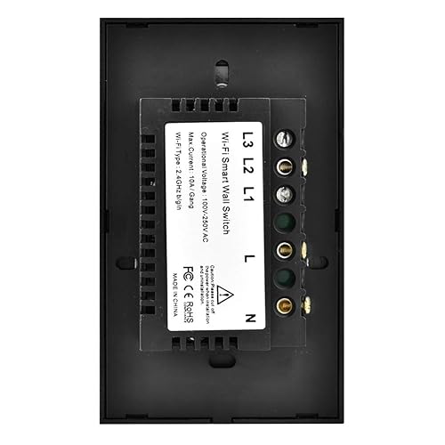 Miniatura 8 de Interruptor inteligente de 1 vía Control de luz de pared táctil (negro de EE. UU.)