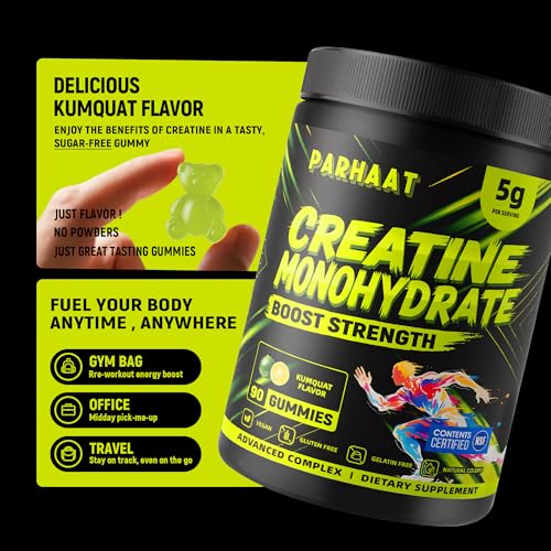 Image of NSF Certified Creatine Gummy - Creatine Monohydrate Gummies 5g for Men & Women - Boost Focus,Strength, and Endurance, Vegan, Gluten-Free, Non-GMO, 2.5 Gram Creatine per Gummy (Kumquat 90 ct)