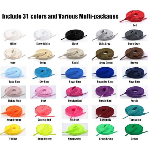 handshop flat shoelaces 51634 - 20 colors in 3634-7234 shoe laces for sneakers