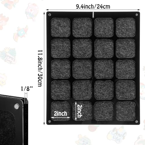 Image of Clear Acrylic Pin Display Organizer, Dust-Free Table Top & Wall Pin Display Holder Board with 20 Grids (9.4x11.8')