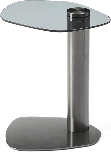 ST1731-WHT Petunia Mesa auxiliar de aluminio recubierto de polvo chino HPL top, blanco/nogal