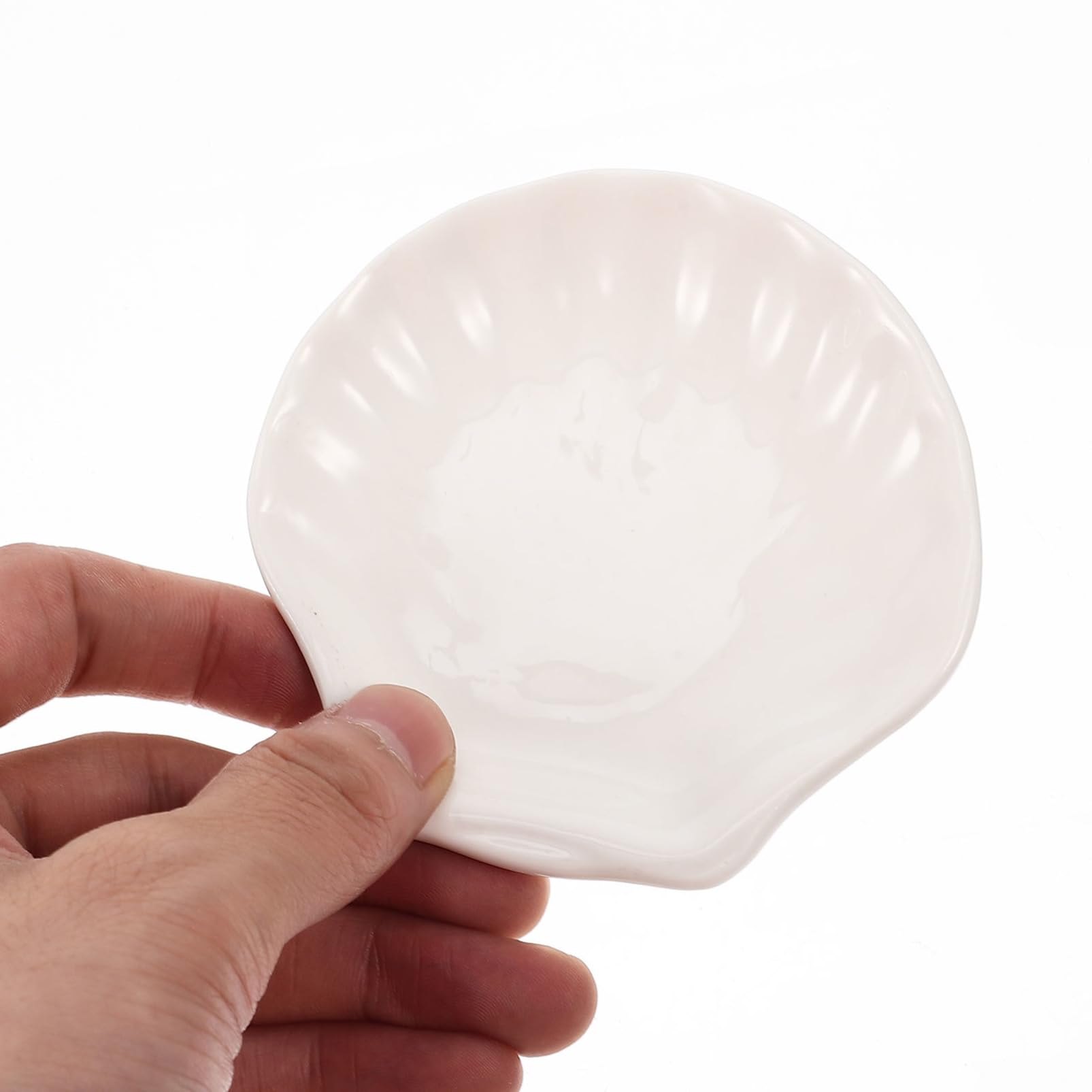 Assiette à Goûter en Céramique 6Pcs, Plat Coquille Blanc