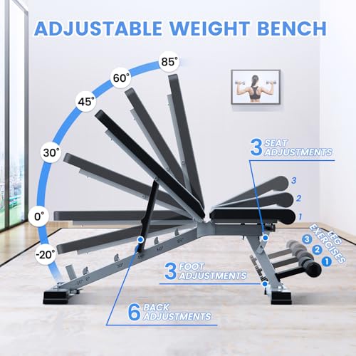SPORTSOUL Adjustable Weight Bench Professional Utility Heavy Duty Workout Bench Incline Decline Flat Multi-Purpose Bench Press - Image 4