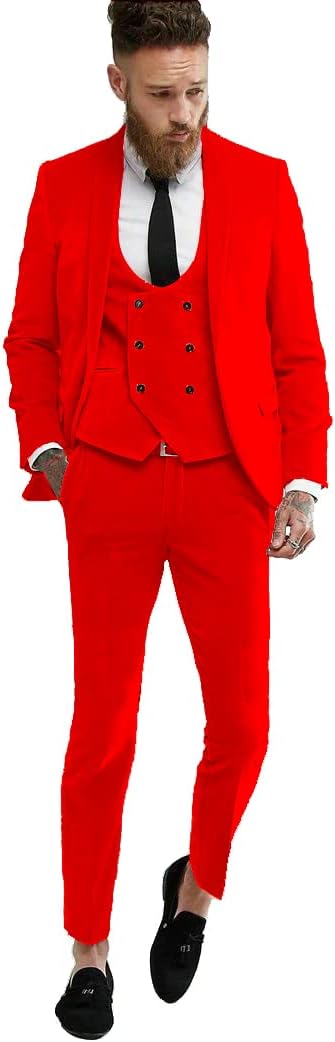 Rdzding Mens Velvet Suits Blazer 3 Piece Slim Fit Suit Jacket Tuxedo Blazer Tux Groomsman Party Jackets