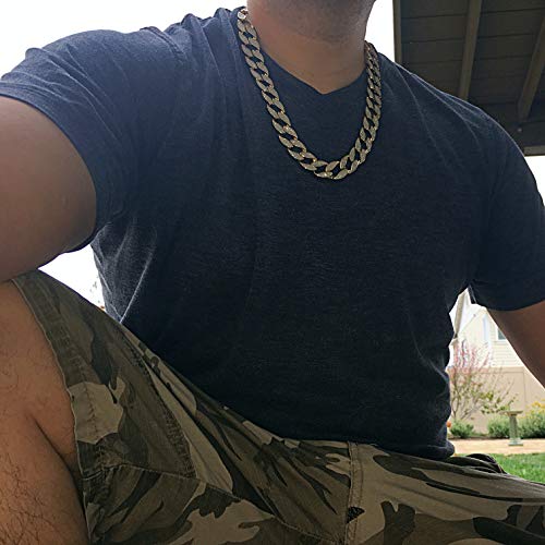 Sand Blast Cuban Link Chain Gold Tone 24" Inch x 18 MM Wide Men's Sandblast Hip Hop Necklace4