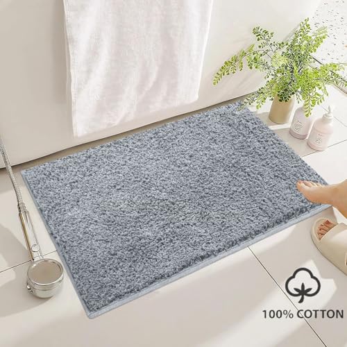 Image of Luxe Home Colosseum Bath Mat 100% Cotton (40x60 cm) Super Soft Non-Slip Bathroom Mat for Bedroom Door (Silver) Pack of 1