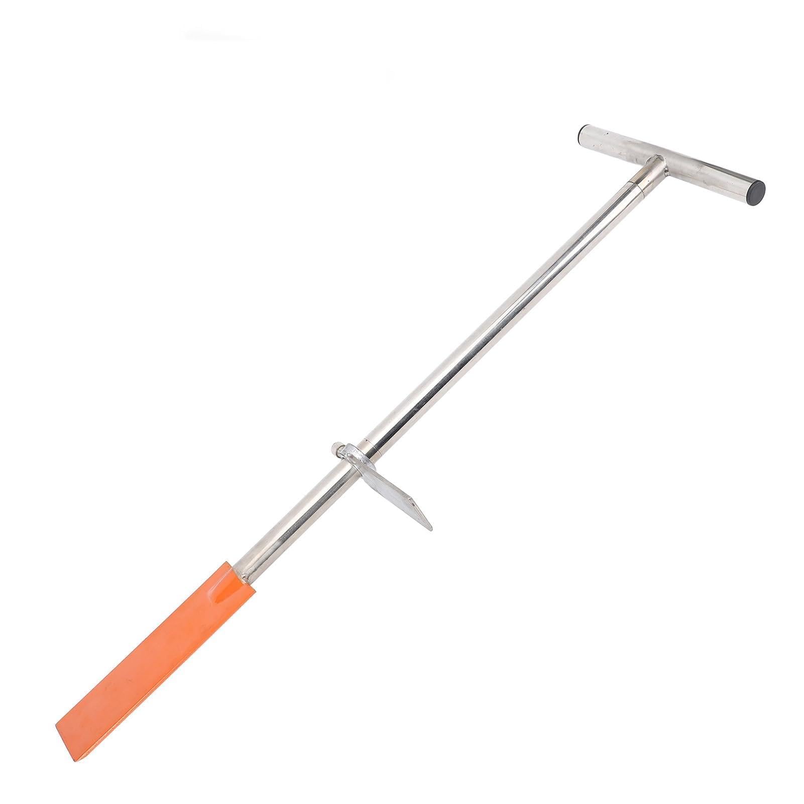 Dibble Bar Pflanzwerkzeug mit Fußpedal, Edelstahl-T-Griff, Spatenschaufel zum Graben, Umpflanzen, Gartenarbeit