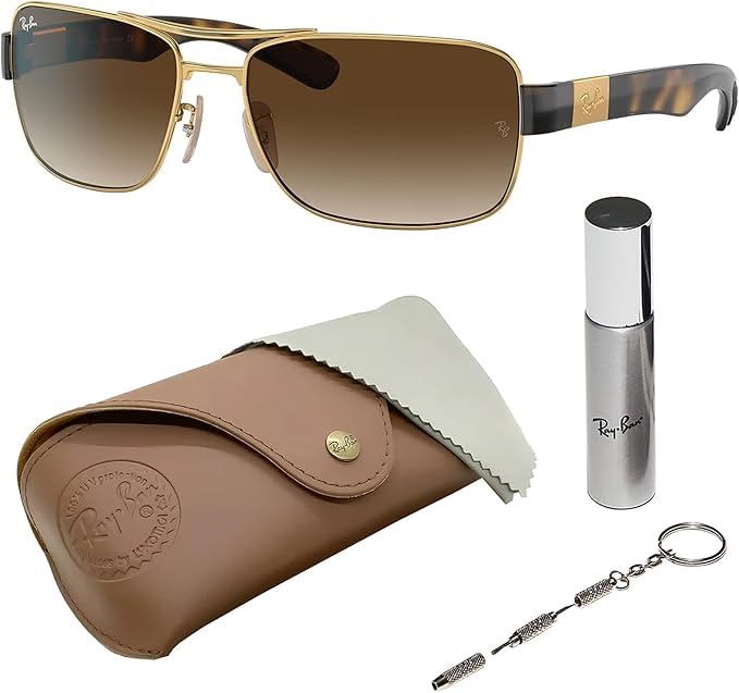 Ray-Ban RB3522 Square Shaped Sunglasses for Men & Women with Official RAYBAN Eyewear Kit