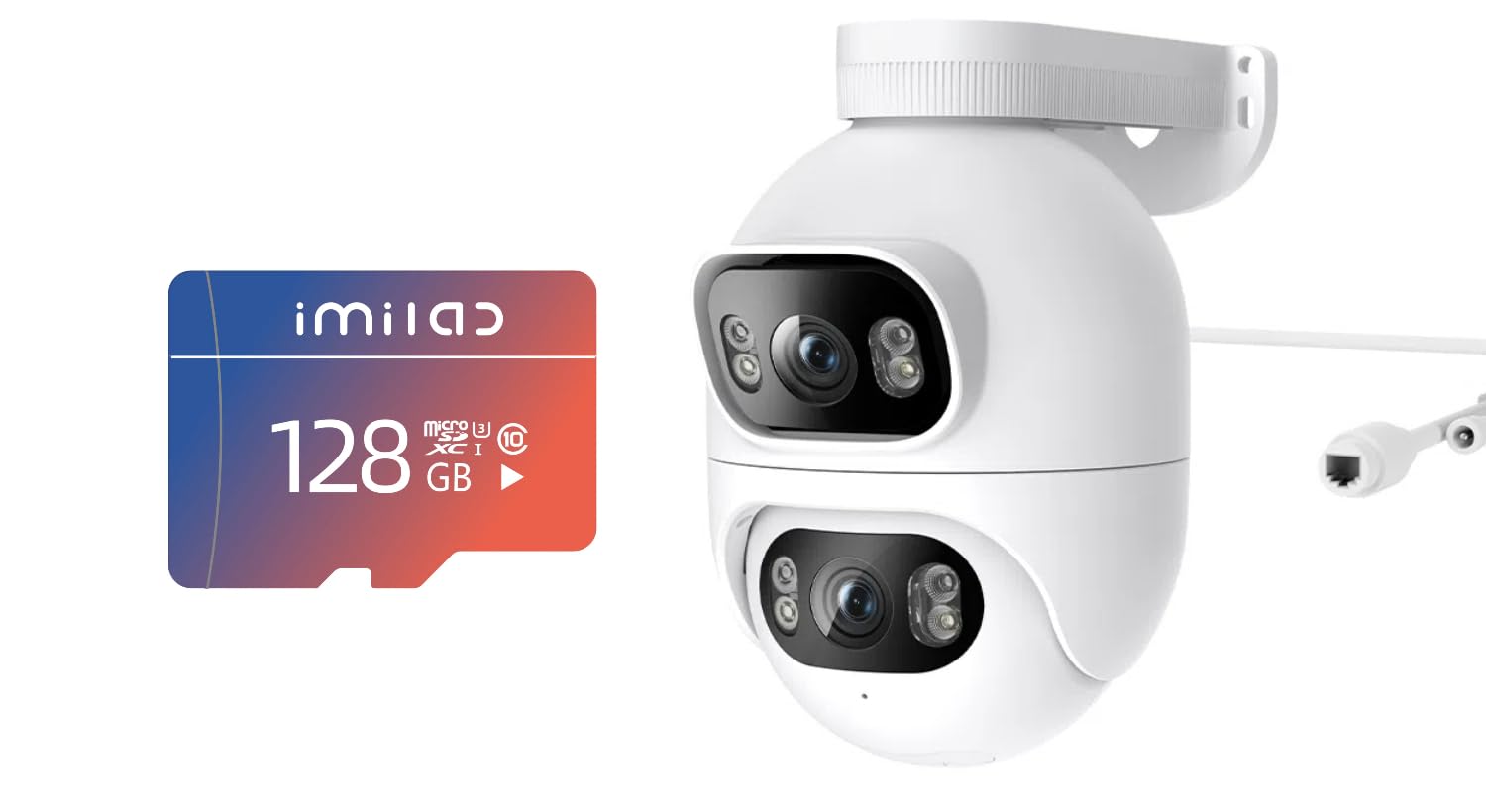 IMILABEC6 Dual 2K+2K with 128GB SD Card: Dual Lens Camera for Home Security, 360 Coverage Surveillance PTZ Outdoor Camera