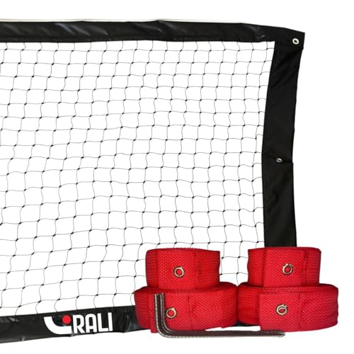 Kit Rede Preta Beach tennis + marcação de quadra 8x16 Vermelha c/ 3M e jogo simples