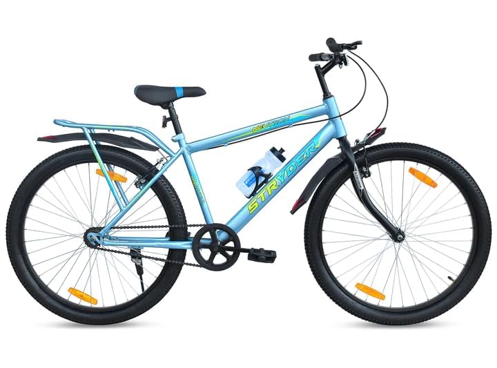 Image of TATA STRYDER Neutron 26 Bicycle with Integrated Carrier, Black and Blue (Light Blue)