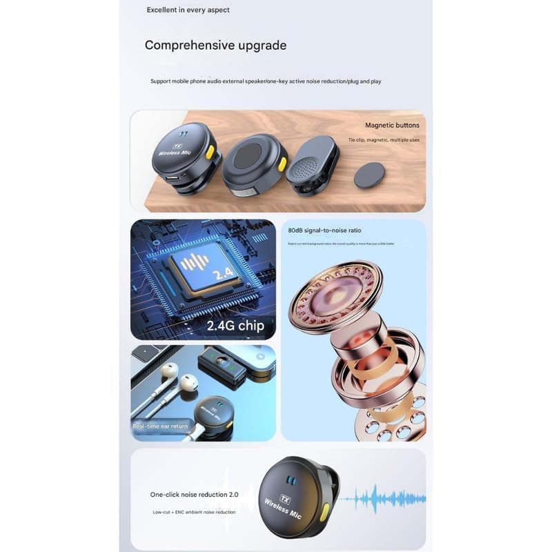 Image of Digital Power Display Wireless Lavalier Microphone One to Two Noise Cancelling for Mobile Camera Teachers Classes Instagram Singing Reels Live Streaming Podcast Vlogging Mic (Q8)