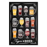 Postereck - 0603 - Cartel Vintage Tipos de Cerveza, Bar de Cerveza – Arte de Pared Lámina, Impresión de Bar Retro, Tipografía - Poster - 3:2 30,0 cm x 20,0 cm