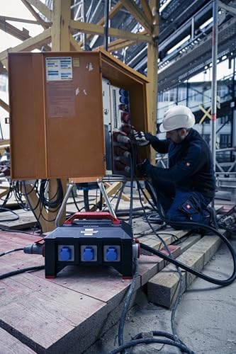 Brennenstuhl Professional Gummi-Stromverteiler BSV 5-63A / Stromverteiler CEE-Stecker 63A (2m Kabel H07RN-F 5G16,0, 1xCEE 400V/32A, 2xCEE 400V/16A, 6X Schutzkontakt 230V, Made in Germany)