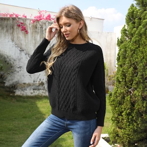 Pullover Sweater for Women's Elegant Crew Neck Long Sleeves Fall Winter Knit Sweater Outfits2