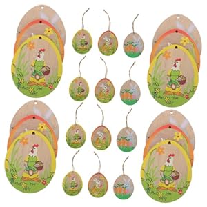 Vaguelly 30 Stück Osterei-Anhänger Holz