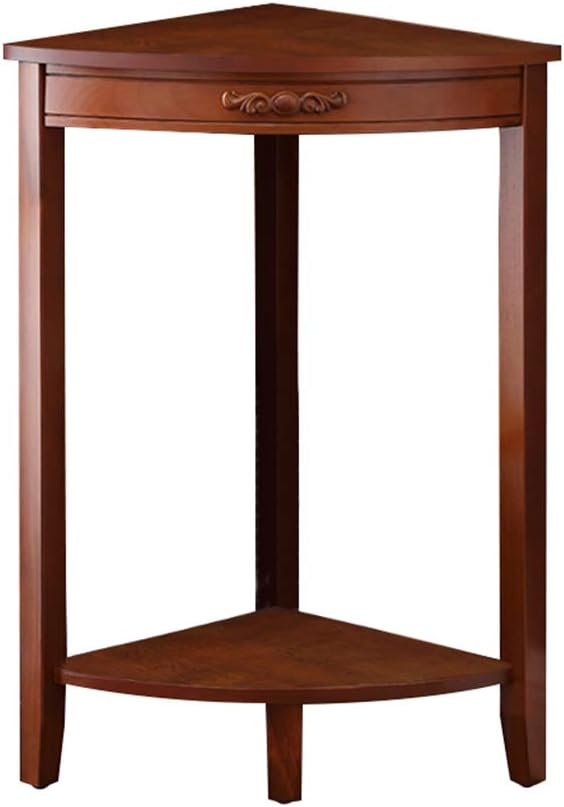 2-Tier Wooden Small Corner Table Unit Home Standing Storage Racking Shelf Telephone Lamp Table Hallway Plant Stand Hall Furniture (Color : Brown)