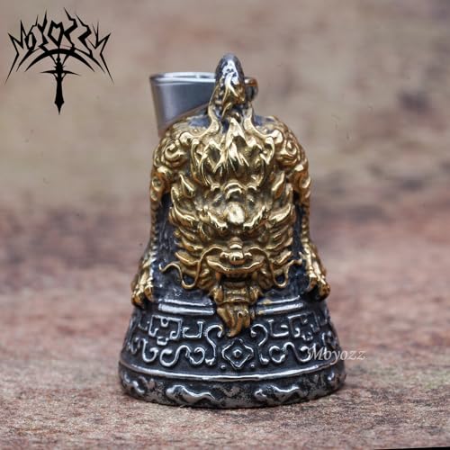 Image of Royal King Lion Head Guardian Motorcycle Bell with Hanger for Biker,Good Luck Keychain & Motorcycle Accessories