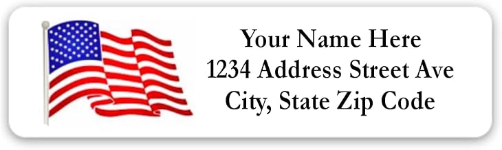 Return Address Labels Personalized Waving American Flag Mailing Labels for Envelopes, Self-Adhesive Flat Sheet Rectangle Personalized Name Stickers Made in the USA (80)