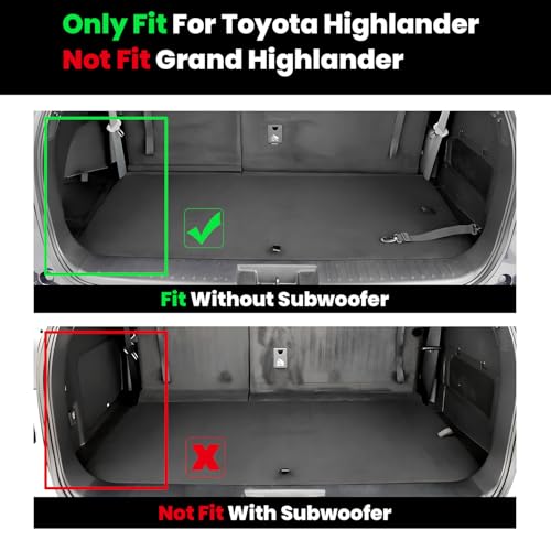 Image of LASFIT Cargo & Backrest Mats for Toyota Highlander 2026-2020 7 & 8 Seats | Fit Without Subwoofer, All Weather TPE Custom Fit Cargo Liner, Full Coverage Cargo Mats