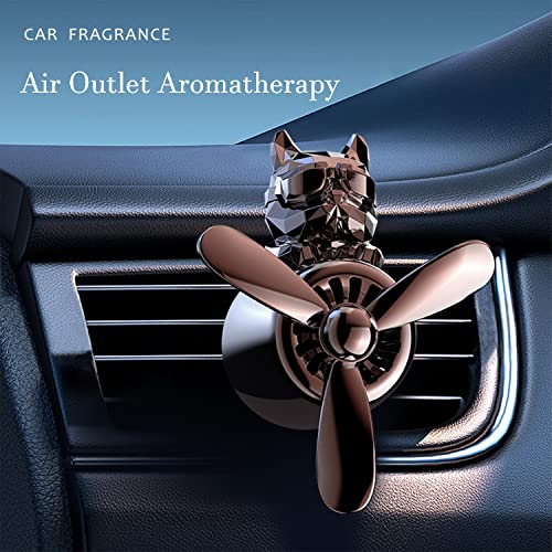 Image of Car fragrance diffuser pilot air outlet cartoon rotating fan leaf perfume cute shape freshener with 2 fragrances (dog-black), Pack of 1 (MY-307)