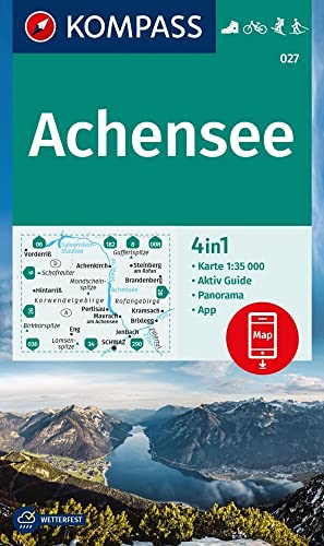 Produktfoto von KOMPASS Wanderkarte 027 Achensee 1:35.000: 4in1 Wanderkarte, mit Aktiv Guide und Detailkarten inklusive Karte zur…