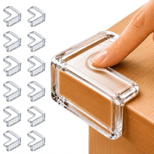 Image of Pack of 12 Silicone Corner Protectors, Baby Safety Table Corner Guards, Clear Transparent Soft Edge Protectors for Sharp Table Corners, Furniture Corner Guards, Child Proof Safety