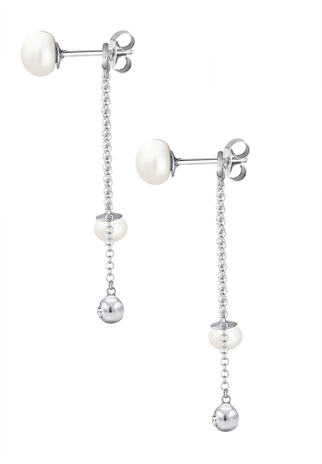 Elli Ohrringe Damen Ohrhänger Elegant mit Süßwasserperlen und Kristallen