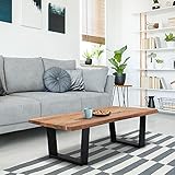 WOMO-DESIGN Couchtisch 110x70 cm, Unikat, handgefertigt, Natur Massivholz Akazienholz, Stahl Metallbeine Schwarz, Industrie Design, Baumkantentisch Wohnzimmertisch Beistelltisch Sofatisch Holztisch