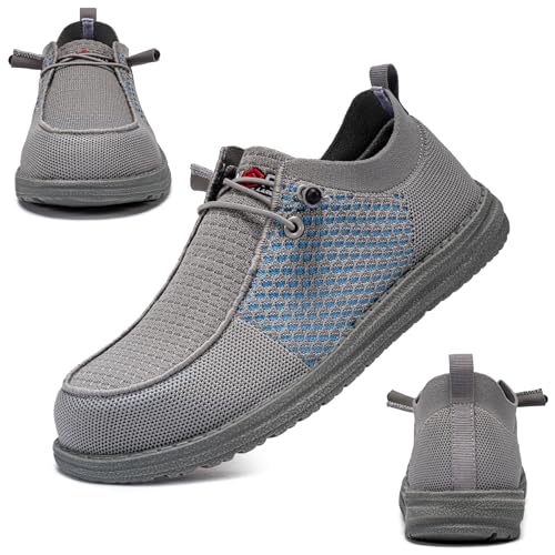 Image of LARNMERN Slip On Steel Toe Shoes Men Loafers Work Safety Tennis Sneakers | Lightweight, Comfortable, Walking, Wide, Hands Free, Lounging, House, Mechanic, Construction, Casual, Dress, Office, 0utdoor