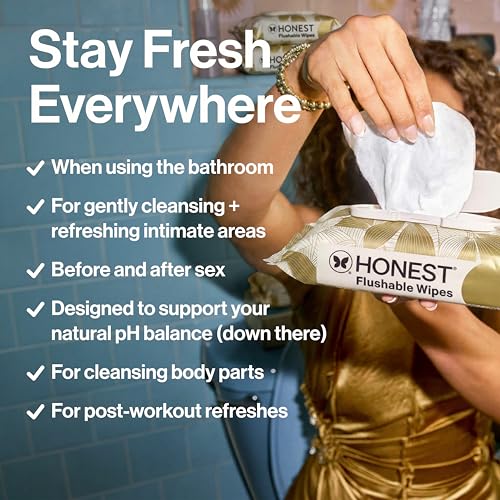 Image of The Honest Company Hypoallergenic Flushable Wipes for Sensitive Skin, Tropical Leaves, 126 Count