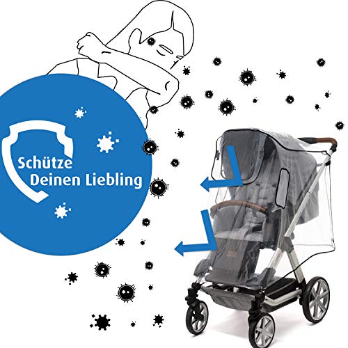 Reer RainCover Active Regenschutz, für Buggys und Sportwagen, Grau/Schwarz, 1 Stück (1er Pack)